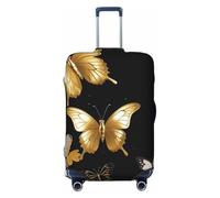 NBSKSDLK Housse de protection pour bagages de voyage - Motif papillons dorés et blancs - Anti-rayures - Lavable - Élastique - Approuvé par la TSA - Convient aux bagages de 45,7 à 81,3 cm, Noir , XL