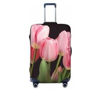 NBSKSDLK Housse de protection pour bagages de voyage - Tulipes roses - Anti-rayures - Lavable - Élastique - Approuvé par la TSA - Convient aux bagages de 45,7 à 81,3 cm, Noir , XL