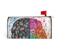 NBSKSDLK Housse magnétique de boîte aux lettres cerveau gauche et droite de taille standard 64,8 x 53,3 cm, couverture décorative pour boîte aux lettres de jardin, cour, extérieur, emballage étanche