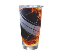 NBSKSDLK Ice and Fire Gobelet isotherme en acier inoxydable de 591 ml avec couvercle et paille - Tasse de voyage à double paroi pour chaud/froid - Anti-déversement - Pour la maison, le bureau, la