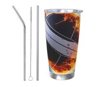 NBSKSDLK Ice and Fire Gobelet isotherme en acier inoxydable de 591 ml avec couvercle et paille - Tasse de voyage à double paroi pour chaud/froid - Anti-déversement - Pour la maison, le bureau, la