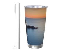 NBSKSDLK Italy Sea at Sunset Gobelet isotherme de 591 ml en acier inoxydable avec couvercle et paille, tasse de voyage à double paroi pour chaud/froid, tasse thermique anti-déversement pour la maison