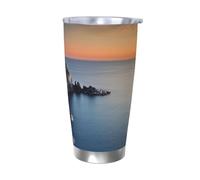 NBSKSDLK Italy Sea at Sunset Gobelet isotherme de 591 ml en acier inoxydable avec couvercle et paille, tasse de voyage à double paroi pour chaud/froid, tasse thermique anti-déversement pour la maison