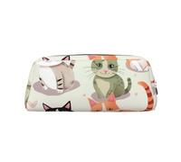 NBSKSDLK Jolie trousse de maquillage en forme de chats de dessin animé pour femmes et hommes, petite trousse de maquillage de voyage, trousse de toilette à fermeture éclair, sacs de rangement