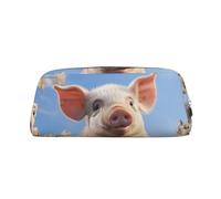 NBSKSDLK Jolie trousse de maquillage en forme de cochon pour homme et femme - Petite trousse de maquillage de voyage avec fermeture éclair - Trousse de toilette esthétique en cuir, Argenté, One Size