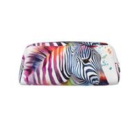 NBSKSDLK Jolie trousse de maquillage zèbre colorée pour homme et femme - Petite trousse de toilette à fermeture éclair - Sacs de rangement tendance en cuir, Argenté, taille unique