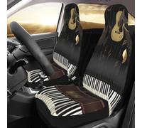 NBSKSDLK Lot de 2 housses de siège avant imperméables à motif guitare piano pour voitures, camions et VUS, housses de siège de voiture universelles respirantes - Housse intérieure de voiture