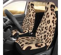 NBSKSDLK Lot de 2 housses de siège avant imperméables à motif léopard marron pour voitures, camions et VUS, housses de siège universelles respirantes pour intérieur de voiture