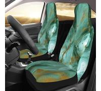 NBSKSDLK Lot de 2 housses de siège avant imperméables en marbre vert doré pour voitures, camions et VUS, housses de siège de voiture universelles respirantes - Housse intérieure de voiture
