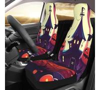 NBSKSDLK Lot de 2 housses de siège avant imperméables Happy Halloween pour voitures, camions et VUS, housses de siège de voiture respirantes universelles - Housse intérieure de voiture