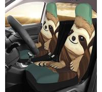 NBSKSDLK Lot de 2 housses de siège avant imperméables - Motif paresseux mignon - Pour voitures, camions et SUV - Respirantes - Housses de siège universelles pour intérieur de voiture