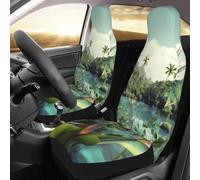 NBSKSDLK Lot de 2 housses de siège avant imperméables - Motif paysage tropical - Pour voitures, camions et SUV - Respirantes - Housses universelles pour intérieur de voiture
