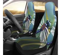 NBSKSDLK Lot de 2 housses de siège avant imperméables - Motif peinture libellule - Pour voitures, camions et SUV - Respirantes - Housses de siège universelles - Housse intérieure de voiture
