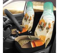 NBSKSDLK Lot de 2 housses de siège avant imperméables - Motif tortue et étoile de mer - Pour voitures, camions et SUV - Respirantes - Universelles - Housses d'intérieur de voiture