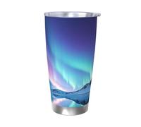 NBSKSDLK Northern Lights Gobelet isotherme de 591 ml en acier inoxydable avec couvercle et paille, tasse de voyage à double paroi pour chaud/froid, tasse thermique anti-déversement pour la maison, le