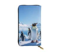 NBSKSDLK Penguin Antarctica Ice Portefeuille en cuir avec blocage RFID pour cartes de crédit Grande capacité Organiseur d'argent avec poche zippée - Portefeuille fin minimaliste pour homme et femme