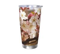 NBSKSDLK Plum Tree Blossom Gobelet isotherme de 591 ml en acier inoxydable avec couvercle et paille, tasse de voyage à double paroi pour chaud/froid, tasse thermique anti-déversement pour la maison