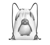 NBSKSDLK Sac à dos léger avec cordon de serrage pour homme et femme Motif pingouin Gris, Noir/blanc, S