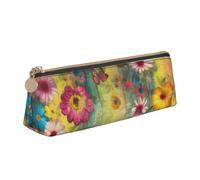 NBSKSDLK Trousse à crayons avec fleurs et papillons pour homme et femme - Esthétique - Trousse de maquillage en cuir - Petite trousse de maquillage de voyage - Trousse à crayons à fermeture éclair