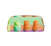NBSKSDLK Trousse de maquillage à motif de crème glacée arc-en-ciel dégradé pour homme et femme - Petite trousse de toilette à fermeture éclair - Sac de rangement tendance en cuir, doré, One Size