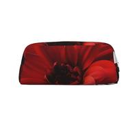 NBSKSDLK Trousse de maquillage à motif de fleur rouge pour homme et femme - Petite trousse de maquillage de voyage avec fermeture éclair - Trousse de toilette esthétique en cuir, Argenté, One Size