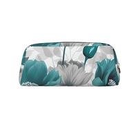 NBSKSDLK Trousse de maquillage à motif floral bleu sarcelle gris et blanc pour homme et femme - Petite trousse de toilette à fermeture éclair - Sacs de rangement tendance en cuir, doré, One Size