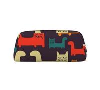 NBSKSDLK Trousse de maquillage avec illustration de chat pour femmes et hommes, petite trousse de maquillage, trousse de toilette esthétique, sac de rangement tendance, pochette de monnaie en cuir, Or