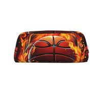 NBSKSDLK Trousse de maquillage avec logo de basket-ball avec flammes pour femmes et hommes, petite trousse de maquillage de voyage, trousse de toilette à fermeture éclair, sacs de rangement