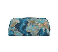 NBSKSDLK Trousse de maquillage avec motif carte du monde pour homme et femme - Petite trousse de toilette à fermeture éclair - Esthétique - Sac de rangement tendance en cuir, doré, One Size