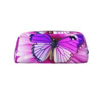 NBSKSDLK Trousse de maquillage avec motif papillon violet et fleur pour homme et femme - Petite trousse de toilette à fermeture éclair - Esthétiques - Sacs de rangement tendance en cuir, Argenté