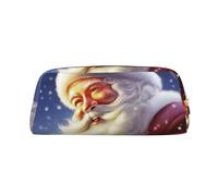 NBSKSDLK Trousse de maquillage avec motif Père Noël pour homme et femme - Petite trousse de toilette à fermeture éclair - Esthétique - Sac de rangement tendance en cuir, Doré, One Size