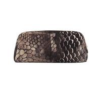 NBSKSDLK Trousse de maquillage classique en peau de serpent pour homme et femme - Petite trousse de toilette à fermeture éclair - Sacs de rangement tendance en cuir, doré, One Size