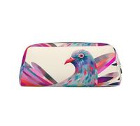 NBSKSDLK Trousse de maquillage colorée en forme de pigeon pour homme et femme - Petite trousse de toilette à fermeture éclair - Sacs de rangement tendance en cuir, Argenté, One Size