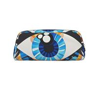 NBSKSDLK Trousse de maquillage contre le mauvais œil pour homme et femme - Petite trousse de maquillage de voyage avec fermeture éclair - Trousse de toilette esthétique en cuir, doré, One Size