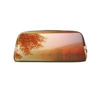 NBSKSDLK Trousse de maquillage d'automne pour femmes et hommes - Petite trousse de maquillage de voyage avec fermeture éclair - Trousse de toilette esthétique en cuir, Argenté, One Size