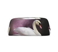 NBSKSDLK Trousse de maquillage en cuir avec motif cygne blanc pour homme et femme - Petite trousse de toilette à fermeture éclair - Trousse de toilette esthétique en cuir, Argenté, One Size