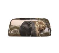 NBSKSDLK Trousse de maquillage en cuir avec motif éléphant d'Afrique tropicale pour homme et femme - Petite trousse de maquillage à fermeture éclair - Esthétiques - Sacs de rangement tendance