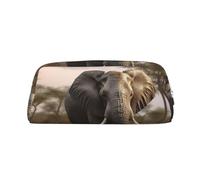 NBSKSDLK Trousse de maquillage en cuir avec motif éléphant d'Afrique tropicale pour homme et femme - Petite trousse de maquillage à fermeture éclair - Esthétiques - Sacs de rangement tendance