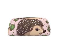 NBSKSDLK Trousse de maquillage en cuir avec motif hérisson de dessin animé pour homme et femme - Petite trousse de toilette à fermeture éclair - Esthétique - Sac de rangement tendance en cuir, doré
