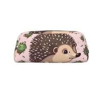 NBSKSDLK Trousse de maquillage en cuir avec motif hérisson de dessin animé pour homme et femme - Petite trousse de toilette à fermeture éclair - Esthétique - Sac de rangement tendance en cuir, Argenté