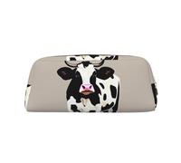 NBSKSDLK Trousse de maquillage en cuir avec motif vache à pois noirs pour femmes et hommes, petite trousse de maquillage de voyage à fermeture éclair, trousse de toilette esthétique, sac de rangement