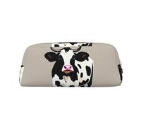 NBSKSDLK Trousse de maquillage en cuir avec motif vache à pois noirs pour femmes et hommes, petite trousse de maquillage de voyage à fermeture éclair, trousse de toilette esthétique, sac de rangement