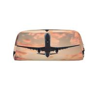 NBSKSDLK Trousse de maquillage en forme d'avion, coucher de soleil et ciel pour femmes et hommes, petite trousse de maquillage de voyage à fermeture éclair, trousse de toilette esthétique, sac de