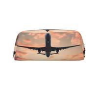 NBSKSDLK Trousse de maquillage en forme d'avion, coucher de soleil et ciel pour femmes et hommes, petite trousse de maquillage de voyage à fermeture éclair, trousse de toilette esthétique, sac de