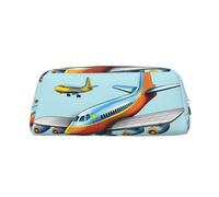 NBSKSDLK Trousse de maquillage en forme d'avion de dessin animé pour femmes et hommes, petite trousse de maquillage de voyage à fermeture éclair, trousse de toilette esthétique, sac de rangement