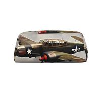 NBSKSDLK Trousse de maquillage en forme d'avion de la Seconde Guerre mondiale pour homme et femme - Petite trousse de toilette à fermeture éclair - Esthétiques - Sacs de rangement tendance en cuir