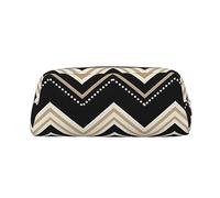 NBSKSDLK Trousse de maquillage en zigzag noire et blanche pour homme et femme - Petite trousse de toilette à fermeture éclair - Esthétiques - Sacs de rangement tendance en cuir, Or, One Size
