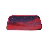 NBSKSDLK Trousse de maquillage étoilée pour homme et femme - Petite trousse de toilette à fermeture éclair - Esthétique - Sac de rangement tendance en cuir - Motif ciel rouge la nuit, Argenté, One