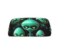 NBSKSDLK Trousse de maquillage extraterrestre pour homme et femme - Petite trousse de maquillage de voyage avec fermeture éclair - Trousse de toilette esthétique en cuir - Pochette pour pièces de