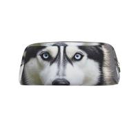 NBSKSDLK Trousse de maquillage Husky pour homme et femme - Petite trousse de toilette à fermeture éclair - Esthétique - Sac de rangement tendance en cuir, doré, taille unique